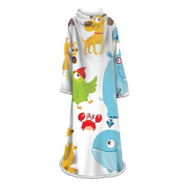 3D Digital Cartoon Printed Blanket With Sleeves-Cute Blanket Robe