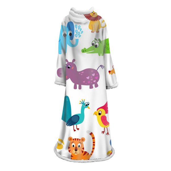 3D Digital Cartoon Printed Blanket With Sleeves-Cute Blanket Robe