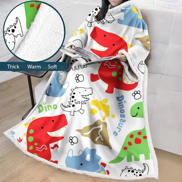3D Digital Cartoon Printed Blanket With Sleeves-Cute Blanket Robe