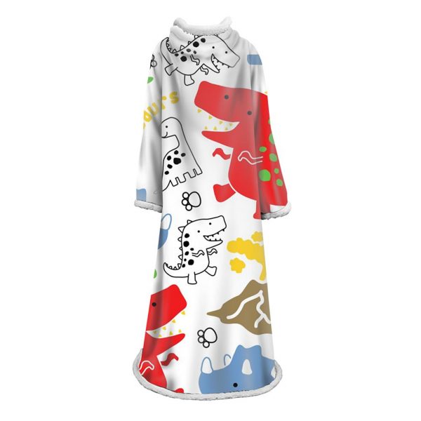3D Digital Cartoon Printed Blanket With Sleeves-Cute Blanket Robe