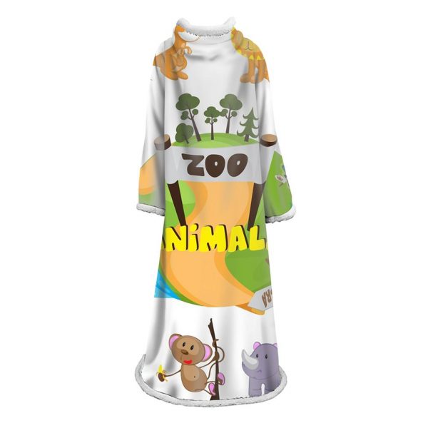 3D Digital Cartoon Printed Blanket With Sleeves-Cute Blanket Robe