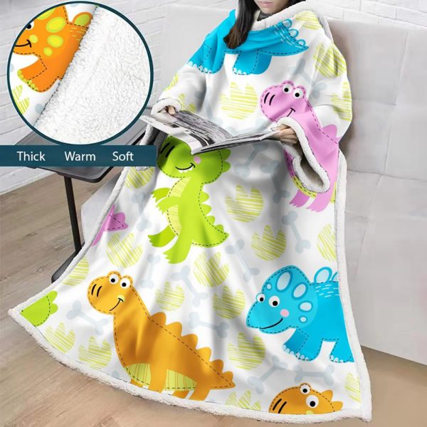 3D Digital Cartoon Printed Blanket With Sleeves-Cute Blanket Robe