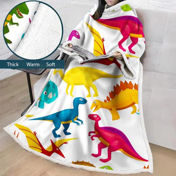 3D Digital Cartoon Printed Blanket With Sleeves-Cute Blanket Robe