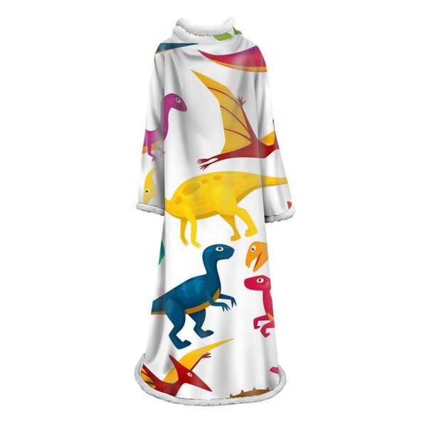 3D Digital Cartoon Printed Blanket With Sleeves-Cute Blanket Robe