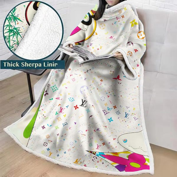 3D Digital Flower Printed Blanket With Sleeves-Cute Cartoon Blanket Robe
