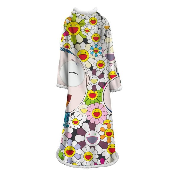 3D Digital Flower Printed Blanket With Sleeves-Cute Cartoon Blanket Robe