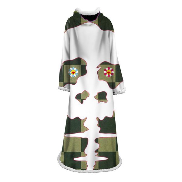 3D Digital Flower Printed Blanket With Sleeves-Cute Cartoon Blanket Robe