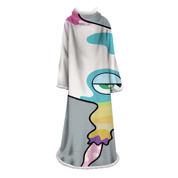 3D Digital Flower Printed Blanket With Sleeves-Cute Cartoon Blanket Robe