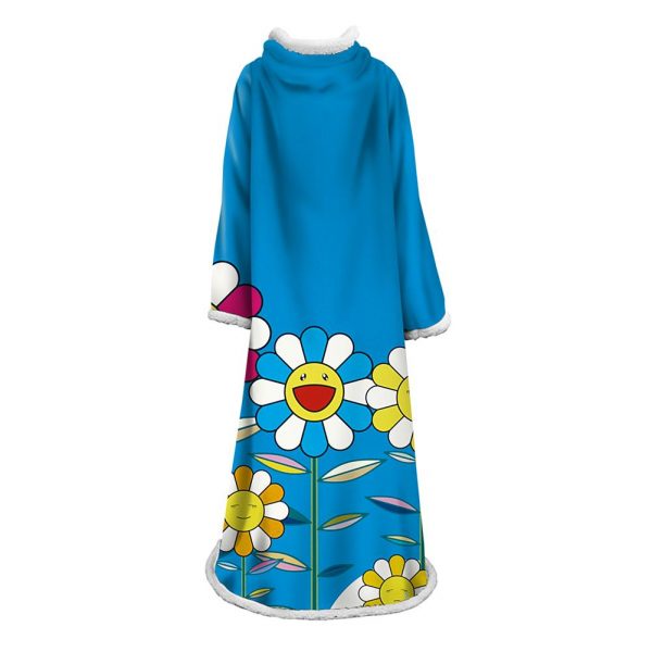 3D Digital Flower Printed Blanket With Sleeves-Cute Cartoon Blanket Robe