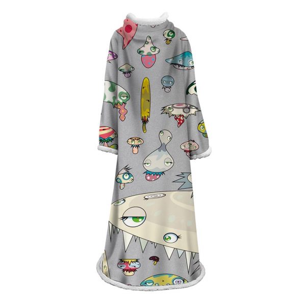 3D Digital Flower Printed Blanket With Sleeves-Cute Cartoon Blanket Robe