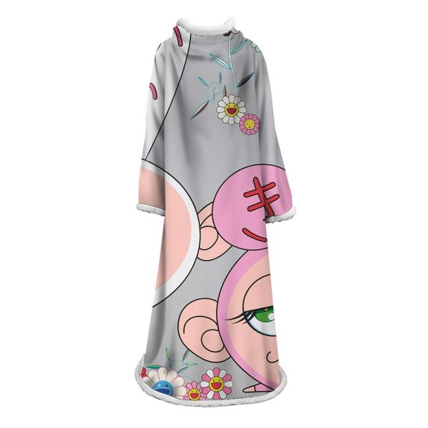 3D Digital Flower Printed Blanket With Sleeves-Cute Cartoon Blanket Robe