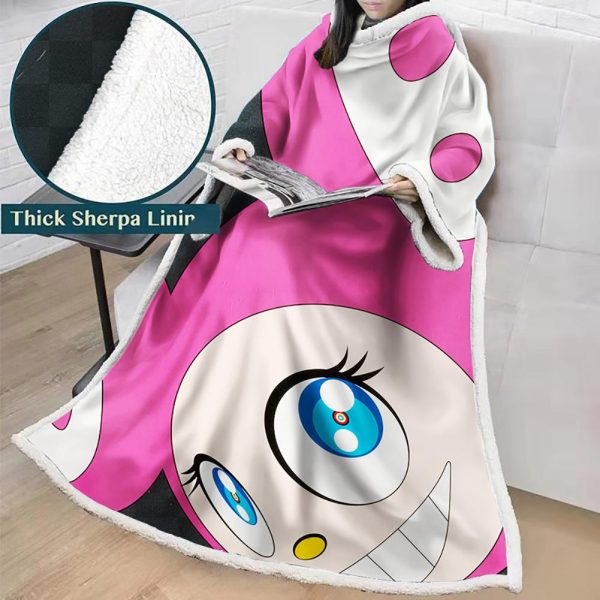 3D Digital Flower Printed Blanket With Sleeves-Cute Cartoon Blanket Robe
