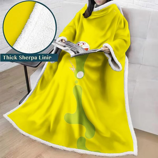 3D Digital Flower Printed Blanket With Sleeves-Cute Cartoon Blanket Robe