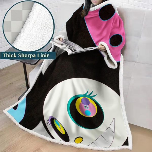 3D Digital Flower Printed Blanket With Sleeves-Cute Cartoon Blanket Robe