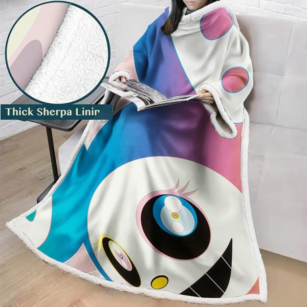 3D Digital Flower Printed Blanket With Sleeves-Cute Cartoon Blanket Robe