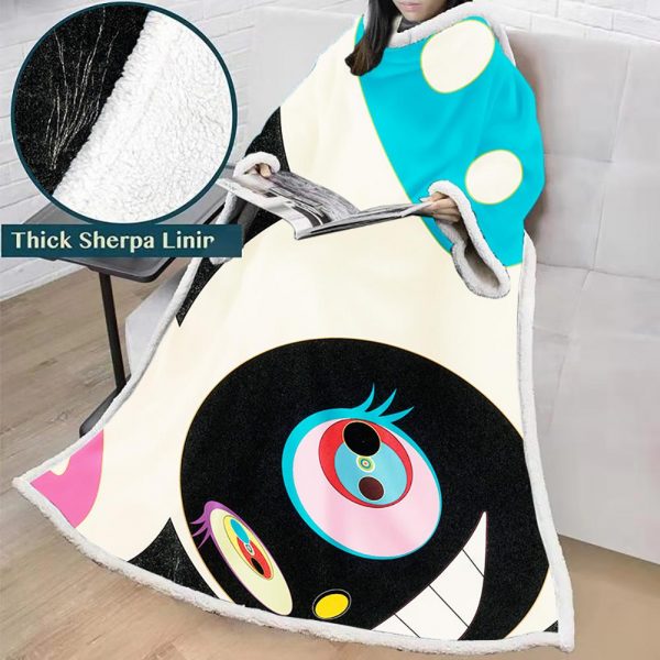 3D Digital Flower Printed Blanket With Sleeves-Cute Cartoon Blanket Robe