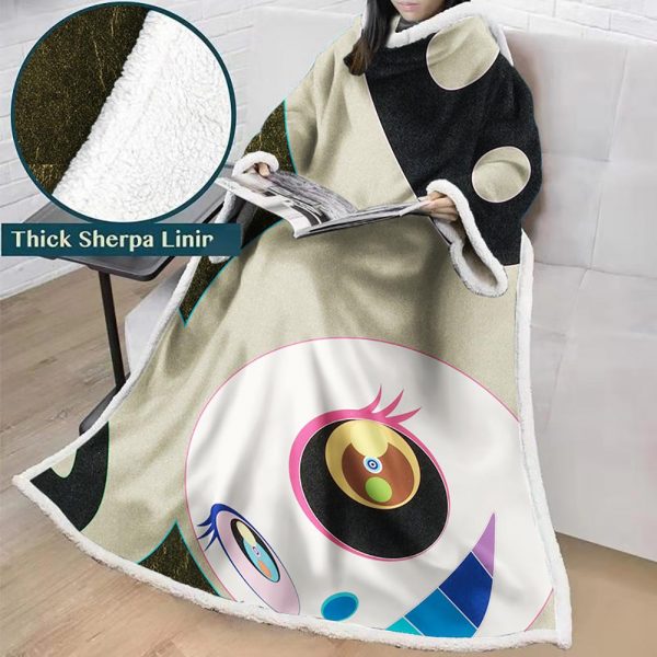 3D Digital Flower Printed Blanket With Sleeves-Cute Cartoon Blanket Robe