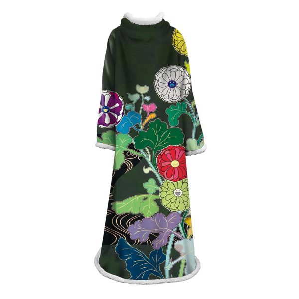 3D Digital Flower Printed Blanket With Sleeves-Cute Cartoon Blanket Robe