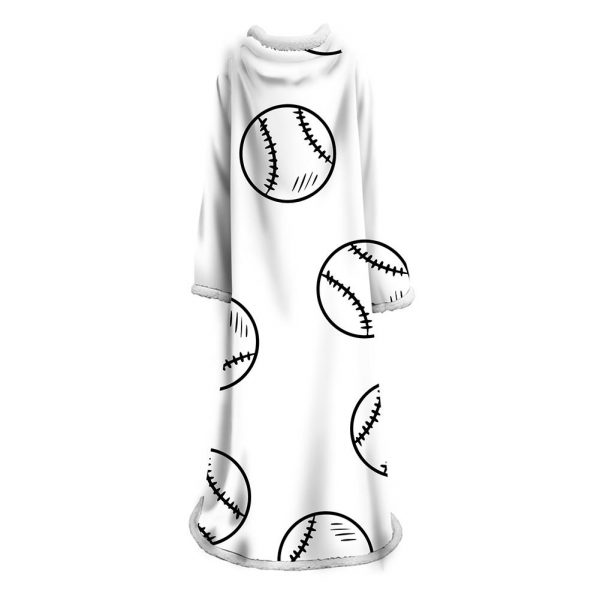 3D Digital Printed Blanket With Sleeves-Baseball Blanket Robe