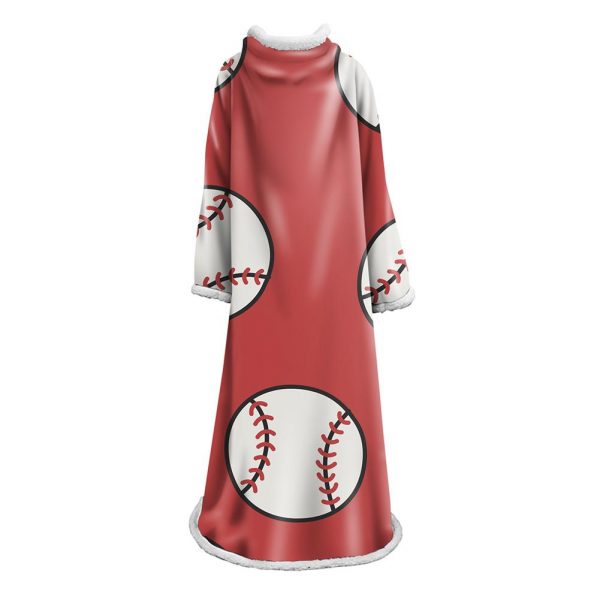 3D Digital Printed Blanket With Sleeves-Baseball Blanket Robe