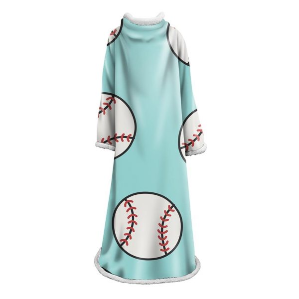 3D Digital Printed Blanket With Sleeves-Baseball Blanket Robe