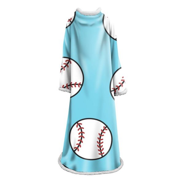 3D Digital Printed Blanket With Sleeves-Baseball Blanket Robe