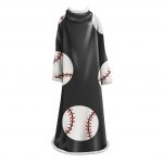 3D Digital Printed Blanket With Sleeves-Baseball Blanket Robe