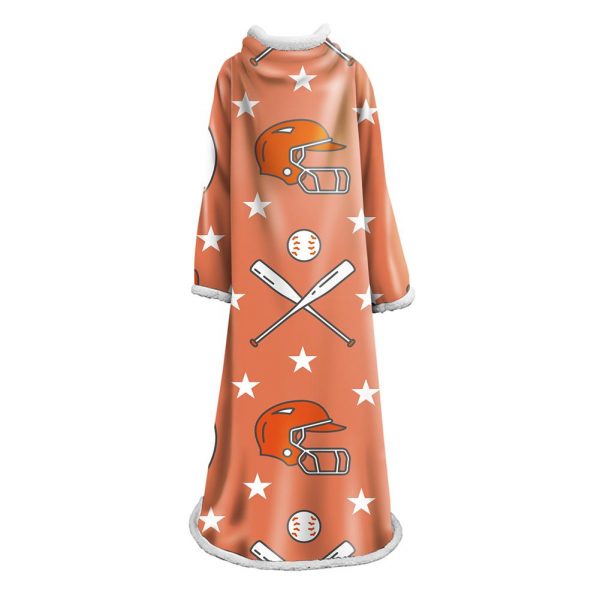 3D Digital Printed Blanket With Sleeves-Baseball Blanket Robe