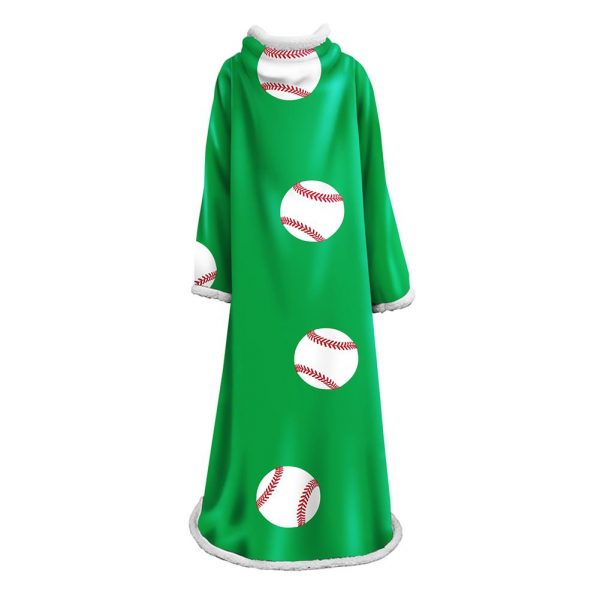 3D Digital Printed Blanket With Sleeves-Baseball Blanket Robe