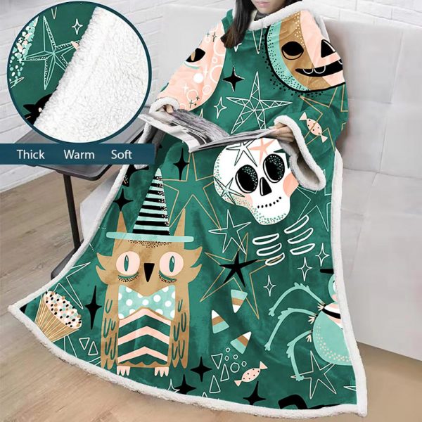 3D Digital Printed Blanket With Sleeves-Blanket Robe Halloween