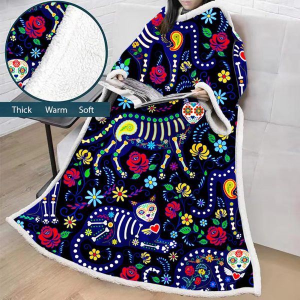 3D Digital Printed Blanket With Sleeves-Blanket Robe Halloween