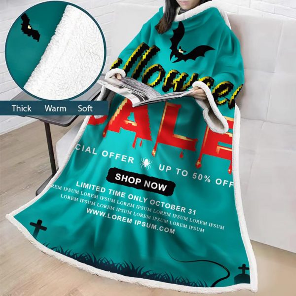 3D Digital Printed Blanket With Sleeves-Blanket Robe Halloween Party
