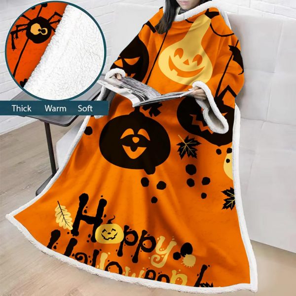 3D Digital Printed Blanket With Sleeves-Blanket Robe Halloween Party