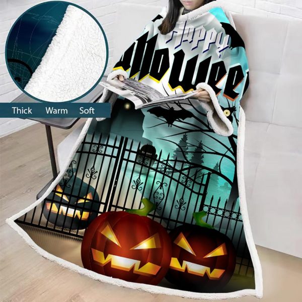 3D Digital Printed Blanket With Sleeves-Blanket Robe Halloween Party