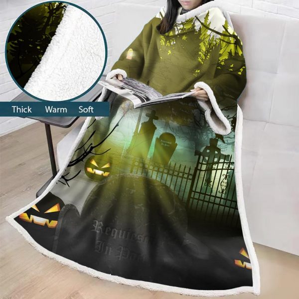 3D Digital Printed Blanket With Sleeves-Blanket Robe Halloween Party