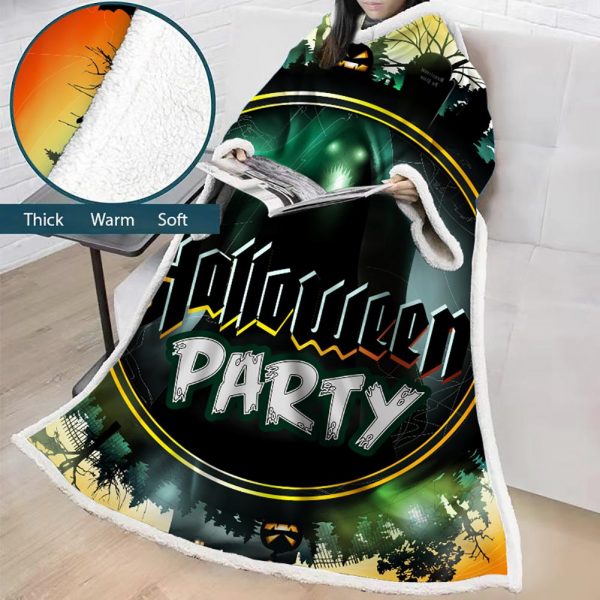 3D Digital Printed Blanket With Sleeves-Blanket Robe Halloween Party