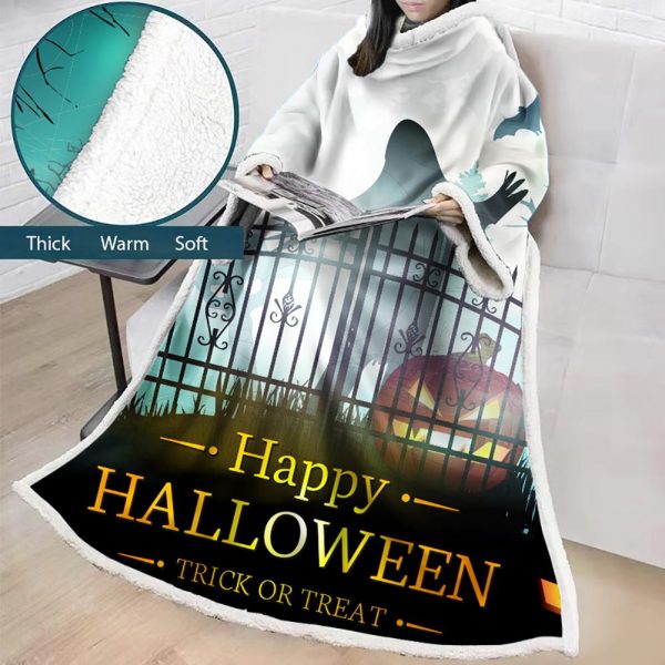 3D Digital Printed Blanket With Sleeves-Blanket Robe Halloween Party