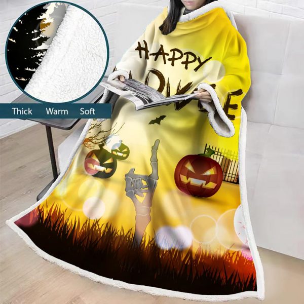 3D Digital Printed Blanket With Sleeves-Blanket Robe Halloween Party