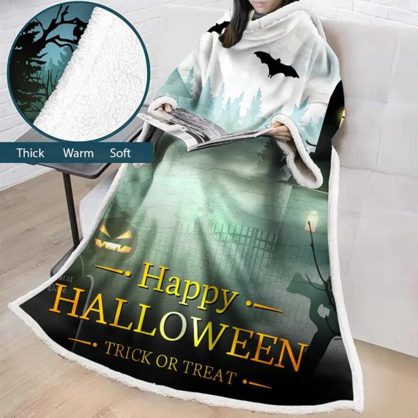 3D Digital Printed Blanket With Sleeves-Blanket Robe Halloween Party