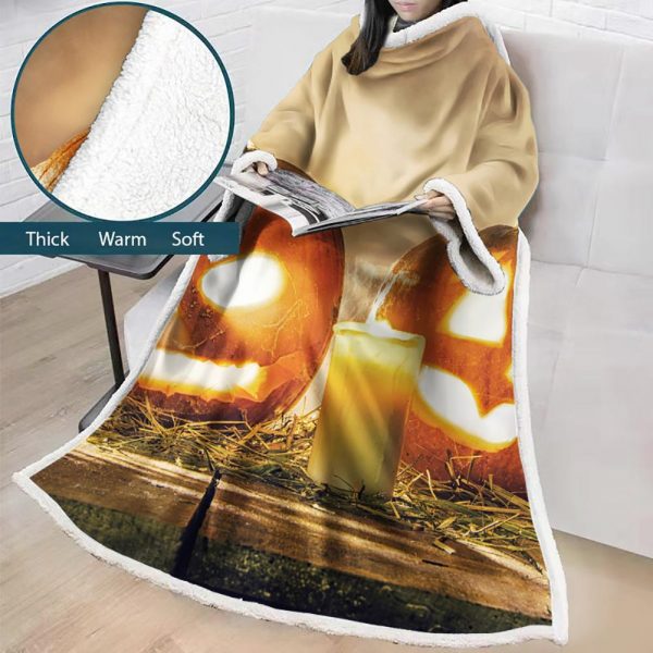 3D Digital Printed Blanket With Sleeves-Blanket Robe Halloween Party