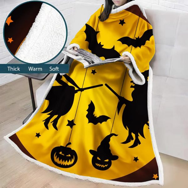 3D Digital Printed Blanket With Sleeves-Blanket Robe Halloween Party