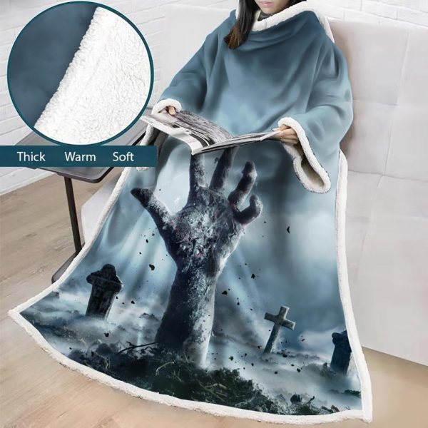 3D Digital Printed Blanket With Sleeves-Blanket Robe Halloween Party