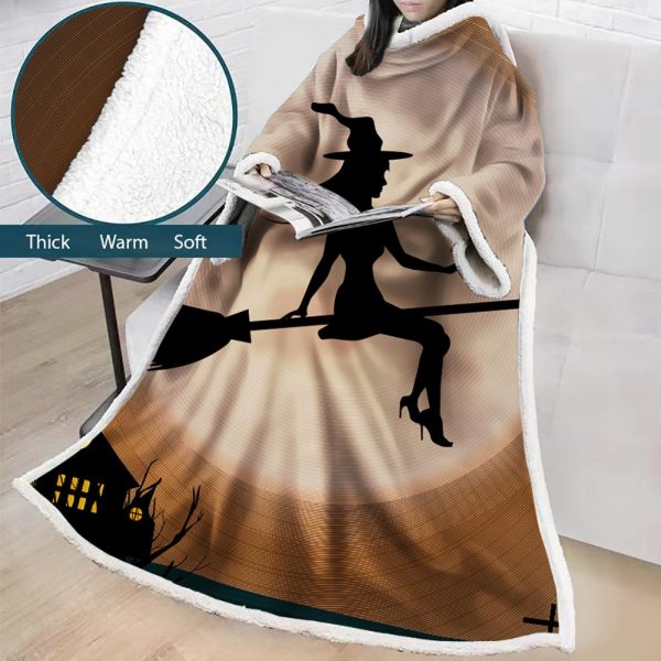 3D Digital Printed Blanket With Sleeves-Blanket Robe Halloween Party