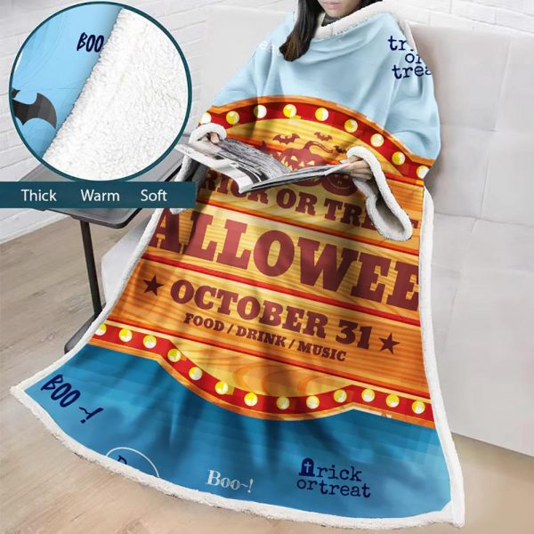 3D Digital Printed Blanket With Sleeves-Blanket Robe Halloween Party