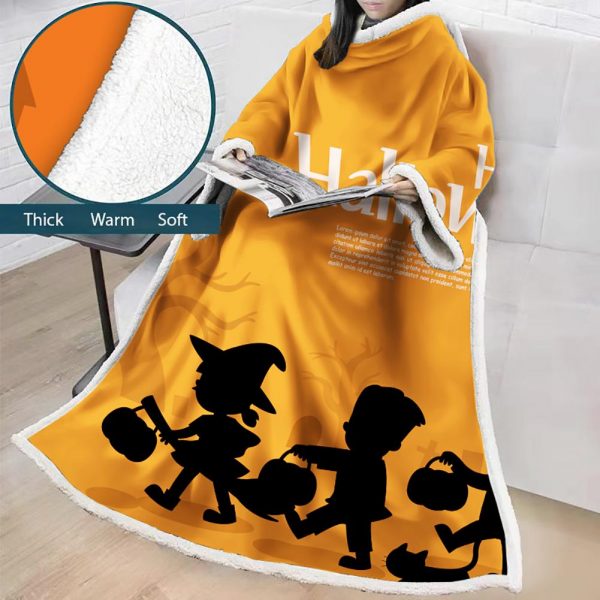 3D Digital Printed Blanket With Sleeves-Blanket Robe Halloween Party