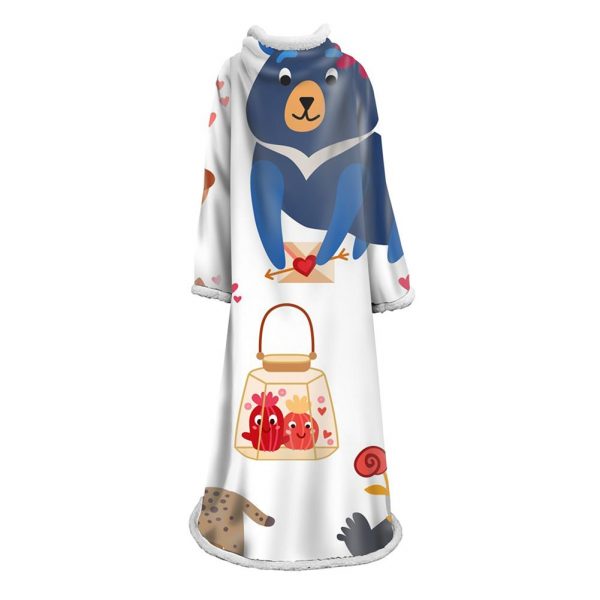 3D Digital Printed Blanket With Sleeves-Cartoon Cute Blanket Robe