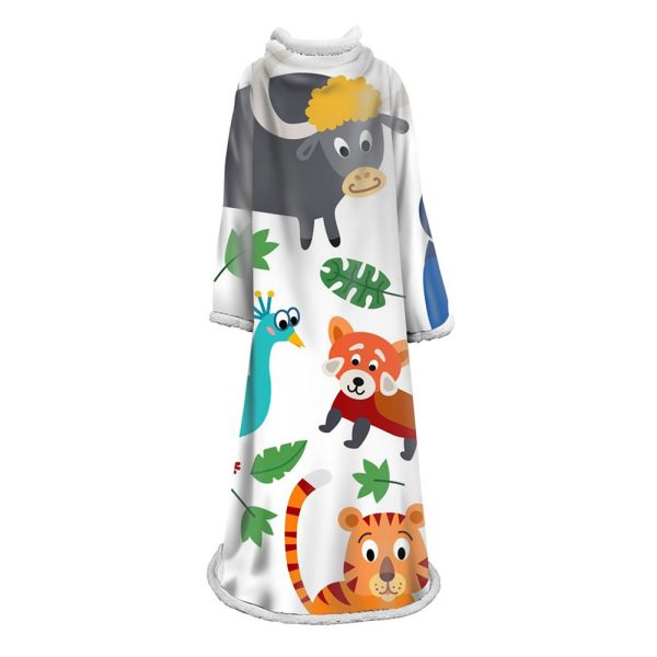 3D Digital Printed Blanket With Sleeves-Cartoon Cute Blanket Robe