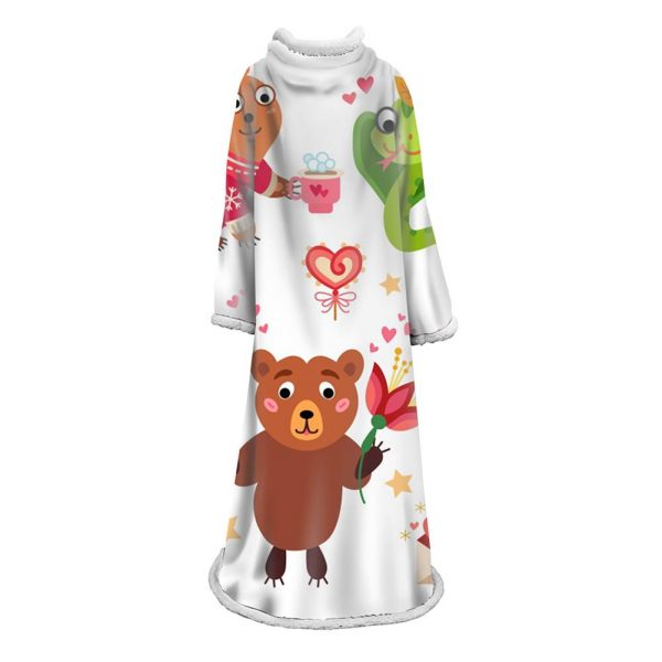 3D Digital Printed Blanket With Sleeves-Cartoon Cute Blanket Robe