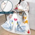 3D Digital Printed Blanket With Sleeves-Cartoon Cute Blanket Robe