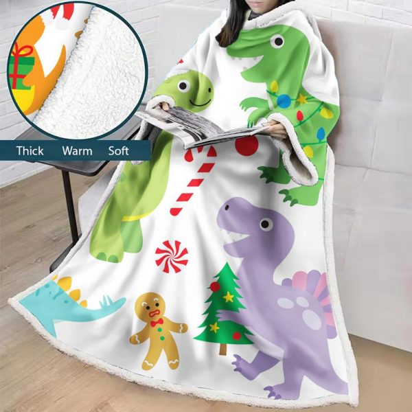 3D Digital Printed Blanket With Sleeves-Cartoon Cute Blanket Robe